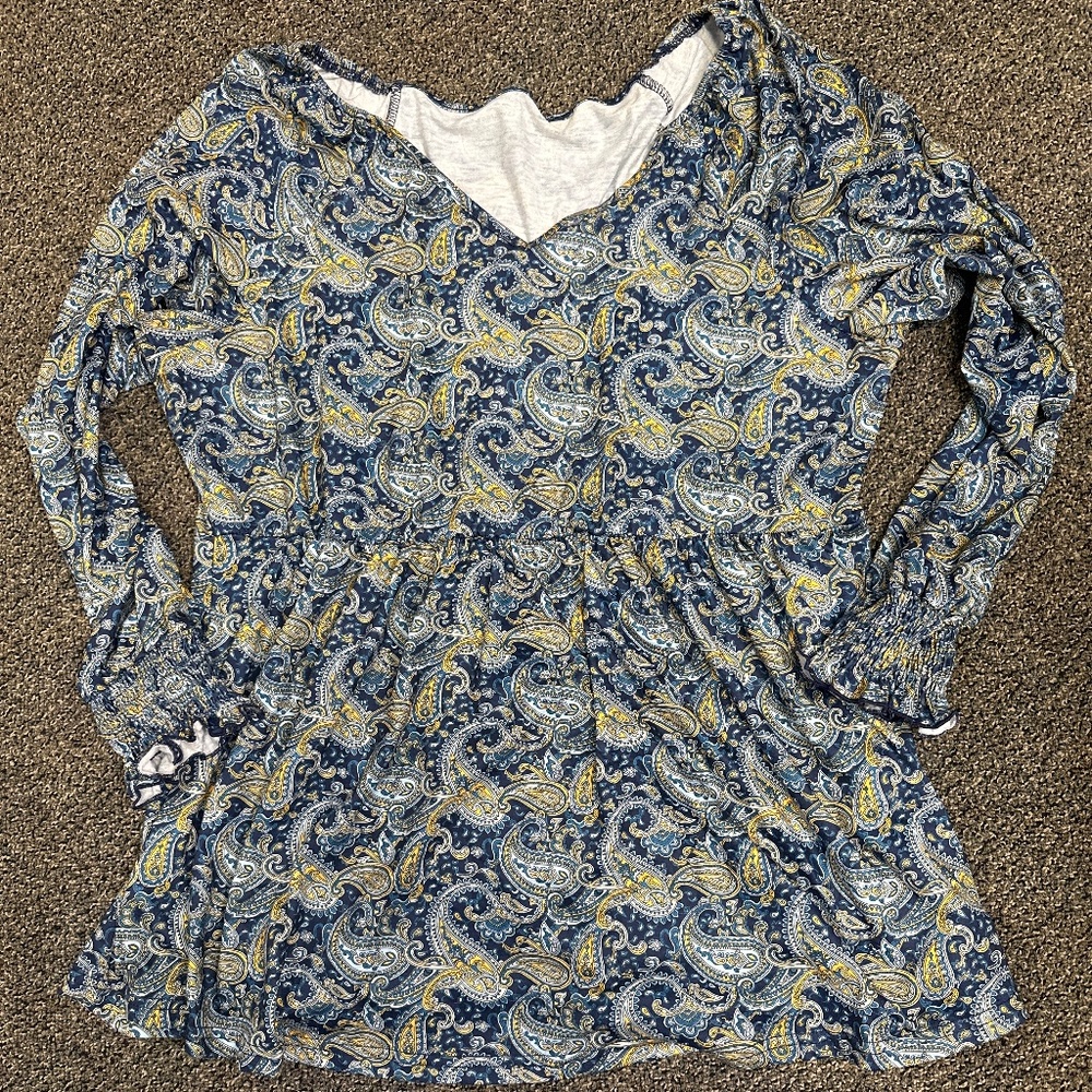 NWT - Lomon Paisley elastic waist blouse - 3XL